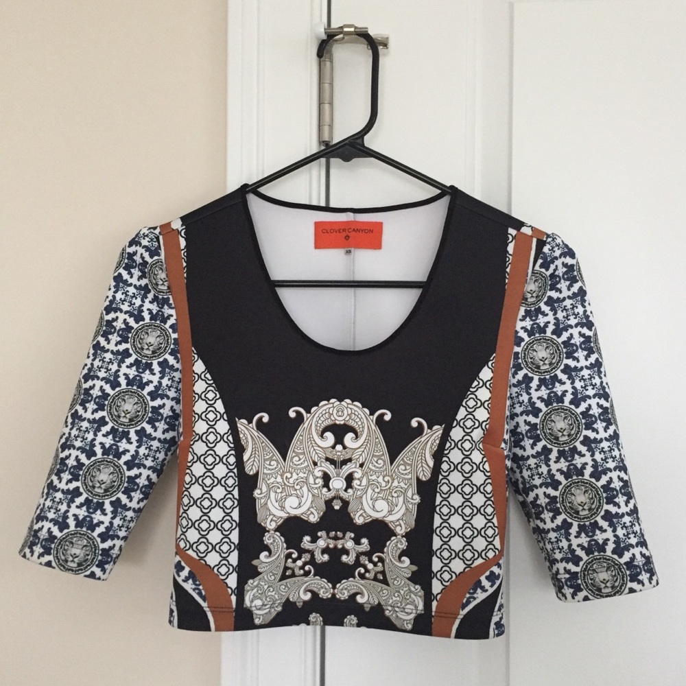 Clover Canyon pattern crop top, like new!.
